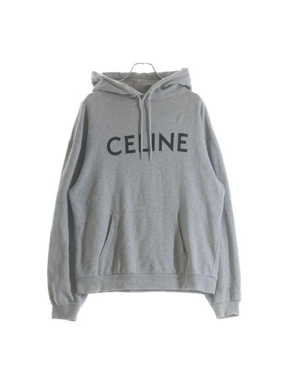 Celine Logo Print Pullover Hoodie Gray